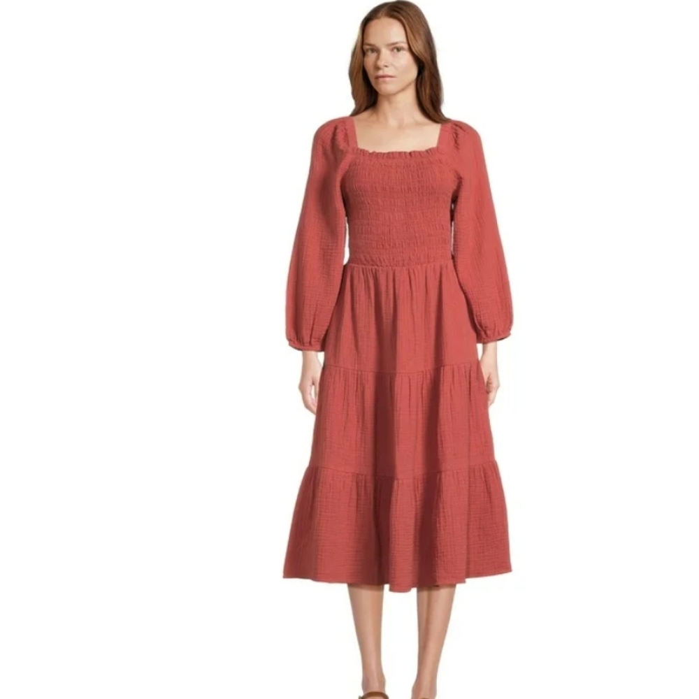 Beachlunchlounge Women's Cutout Back Smocked Midi Dress